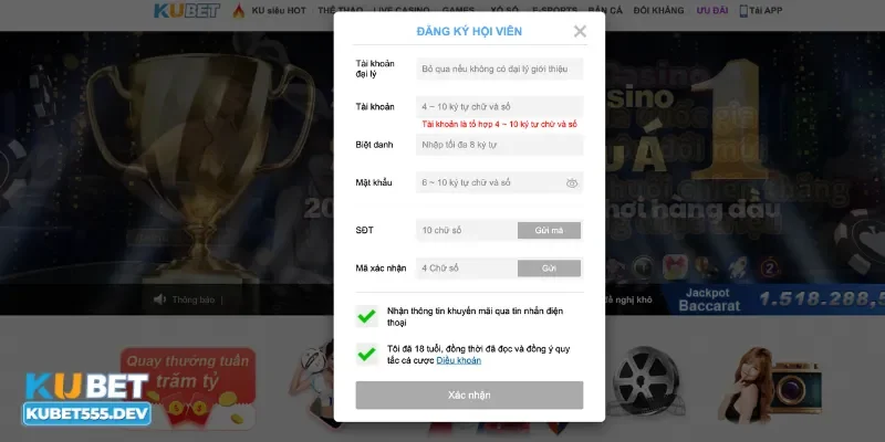 Kubet 18 Hướng dẫn cách đăng ký tài khoản Kubet