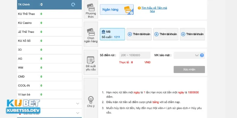 Kubet 21 Hướng dẫn rút tiền Kubet về tài khoản thành công
